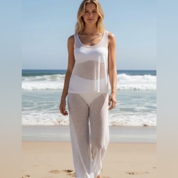 Hurley Other - Hurley White Sheer Mesh Beach Cover-Up Top and Bottom NWT